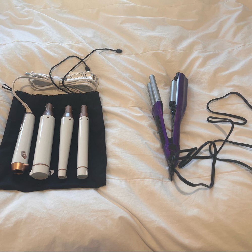 T3 White and Copper Styling Set with Purple Curling Iron